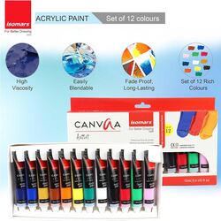 Isomars Canvaa Artist Acrylic 12 Colour Tubes - 12 x 40ML 